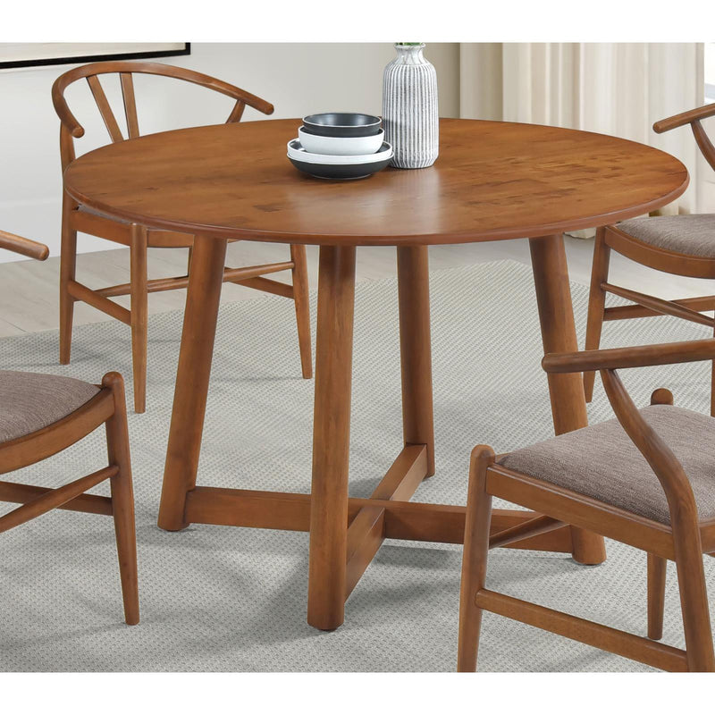  Coaster Furniture Dinah 108471 Round 47-inch Solid Wood Dining Table - Walnut IMAGE 2