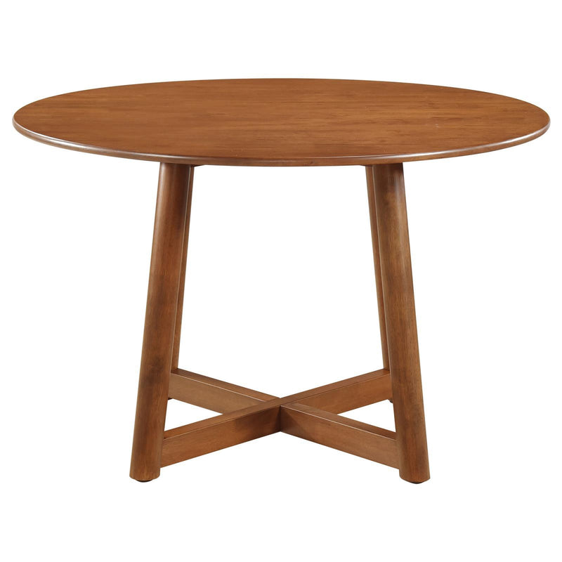  Coaster Furniture Dinah 108471 Round 47-inch Solid Wood Dining Table - Walnut IMAGE 3