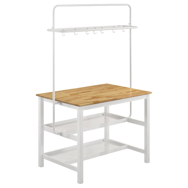  Coaster Furniture Edgeworth 122246 itchen Island Counter Table with Pot Rack - White IMAGE 1