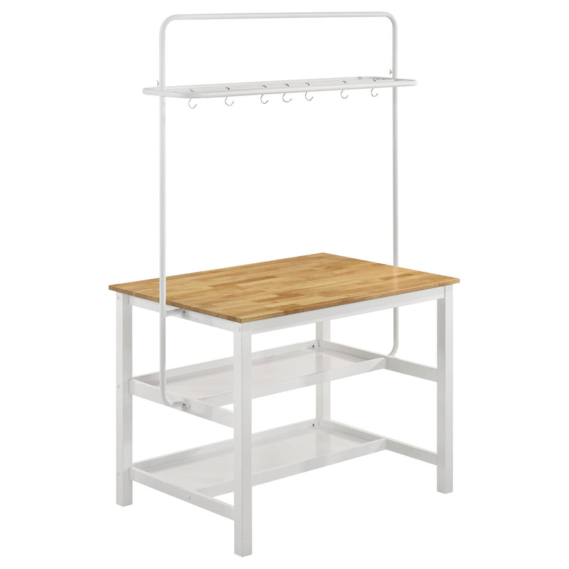  Coaster Furniture Edgeworth 122246 itchen Island Counter Table with Pot Rack - White IMAGE 1