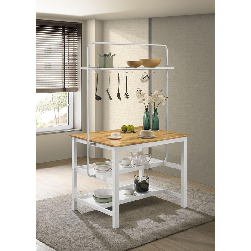  Coaster Furniture Edgeworth 122246 itchen Island Counter Table with Pot Rack - White IMAGE 2