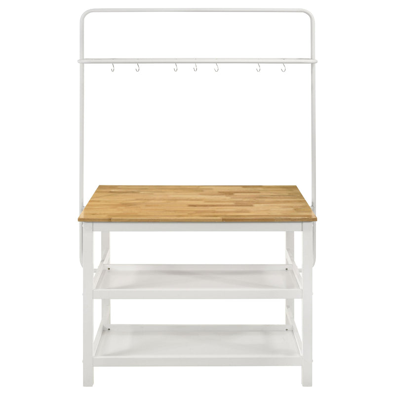  Coaster Furniture Edgeworth 122246 itchen Island Counter Table with Pot Rack - White IMAGE 5