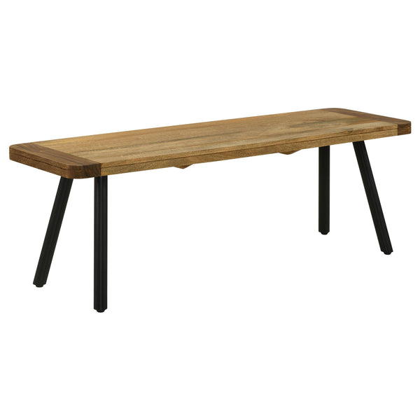  Coaster Furniture Maverick 123043 Wood Dining Bench - Natural Mango and Black IMAGE 1