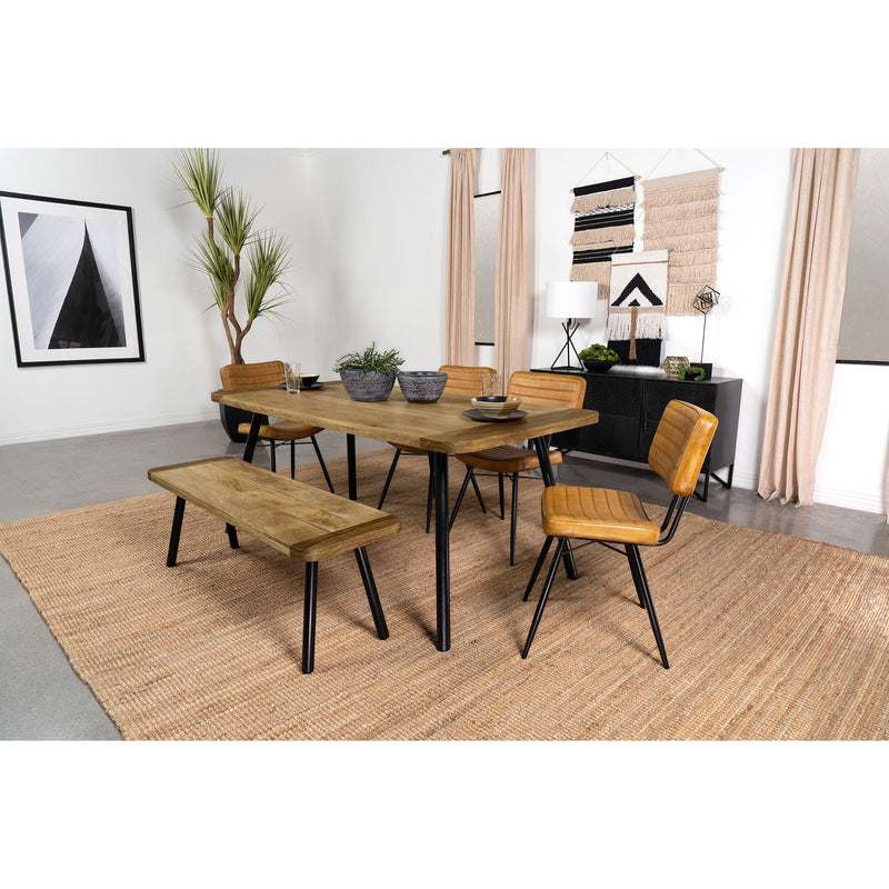  Coaster Furniture Maverick 123043 Wood Dining Bench - Natural Mango and Black IMAGE 6