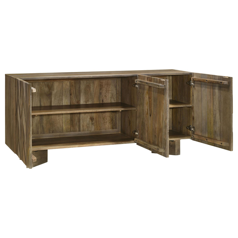  Coaster Furniture Tyler 130515 3-door Solid Wood Sideboard Buffet Cabinet - Mango Brown IMAGE 3