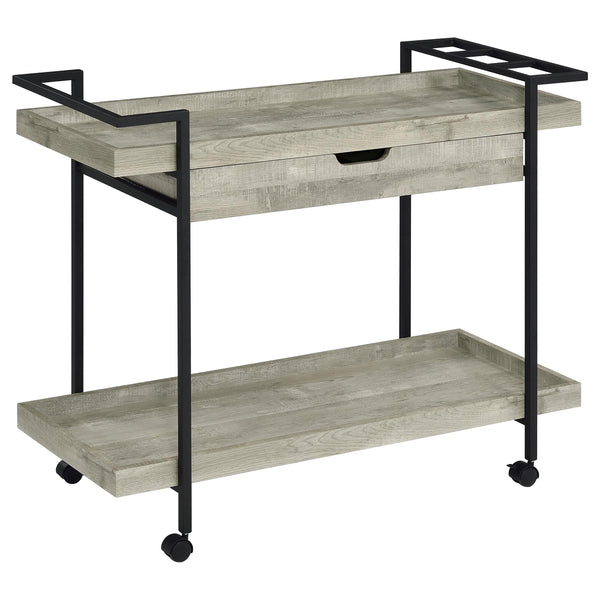  Coaster Furniture Ventura 181005 1-Drawer Engineered Wood Bar Cart - Grey Driftwood IMAGE 1