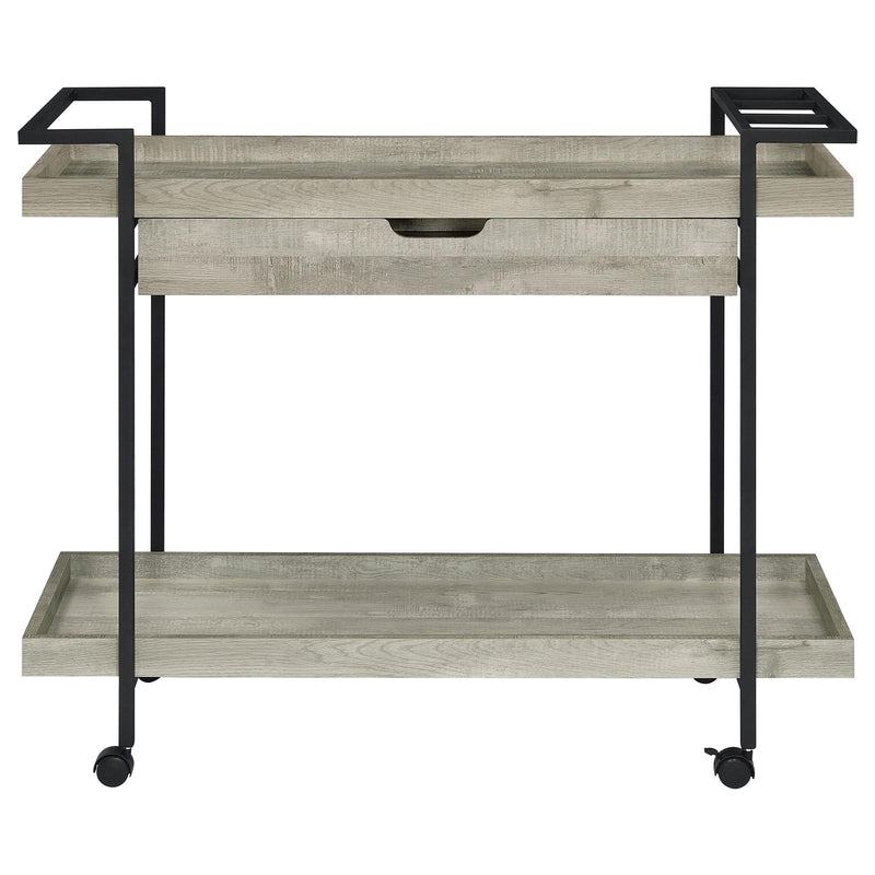 Coaster Furniture Ventura 181005 1-Drawer Engineered Wood Bar Cart - Grey Driftwood IMAGE 4