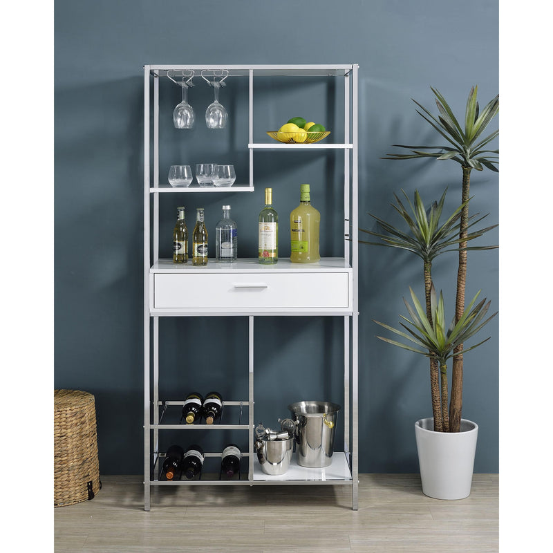  Coaster Furniture Figueroa 182034 5-shelf LED Wine Storage Bar Cabinet - White High Gloss IMAGE 10