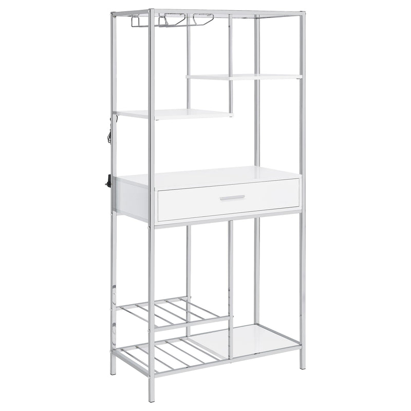  Coaster Furniture Figueroa 182034 5-shelf LED Wine Storage Bar Cabinet - White High Gloss IMAGE 2