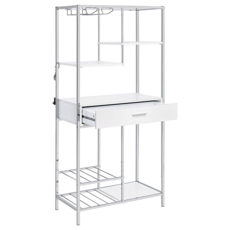  Coaster Furniture Figueroa 182034 5-shelf LED Wine Storage Bar Cabinet - White High Gloss IMAGE 3