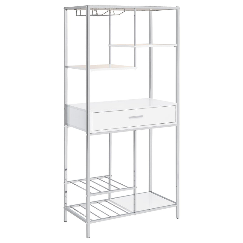  Coaster Furniture Figueroa 182034 5-shelf LED Wine Storage Bar Cabinet - White High Gloss IMAGE 4