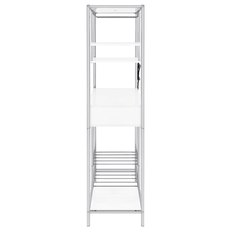  Coaster Furniture Figueroa 182034 5-shelf LED Wine Storage Bar Cabinet - White High Gloss IMAGE 6