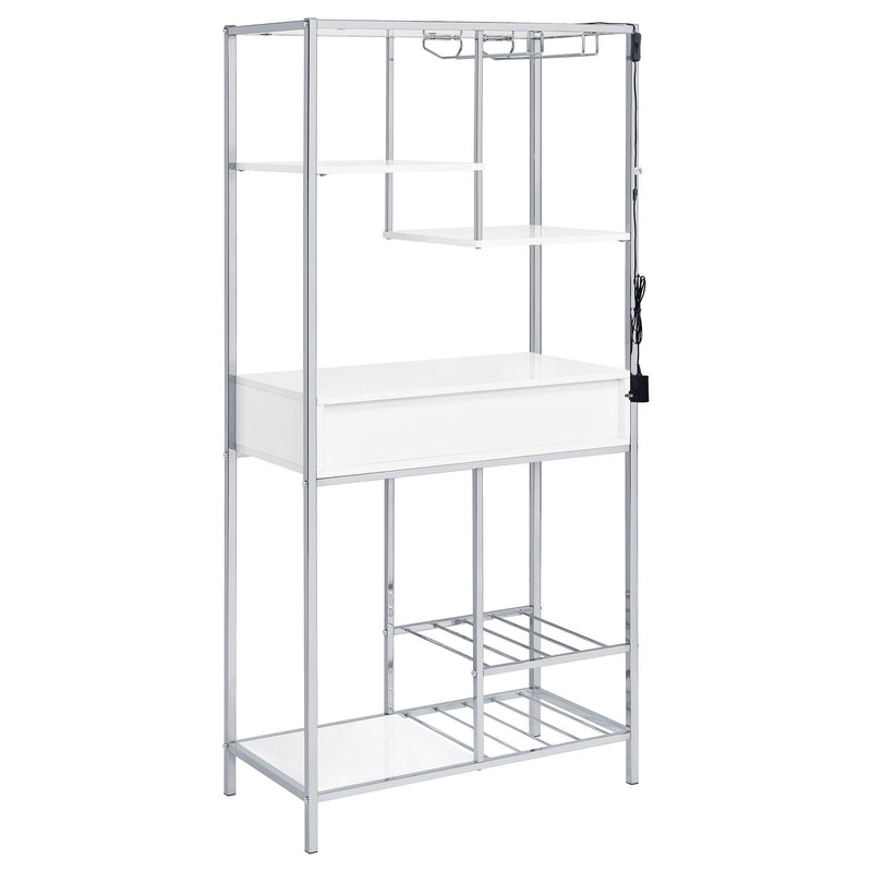  Coaster Furniture Figueroa 182034 5-shelf LED Wine Storage Bar Cabinet - White High Gloss IMAGE 7