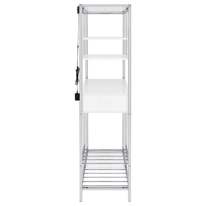  Coaster Furniture Figueroa 182034 5-shelf LED Wine Storage Bar Cabinet - White High Gloss IMAGE 9