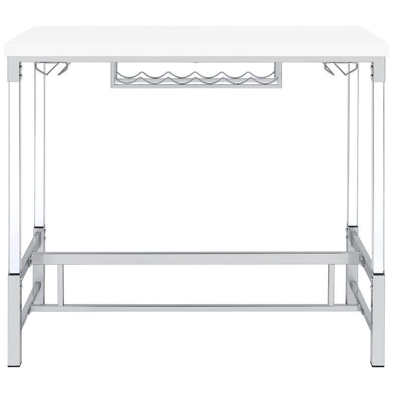  Coaster Furniture Norcrest 182101 47-inch Acrylic Leg Bar Table - White High Gloss IMAGE 3