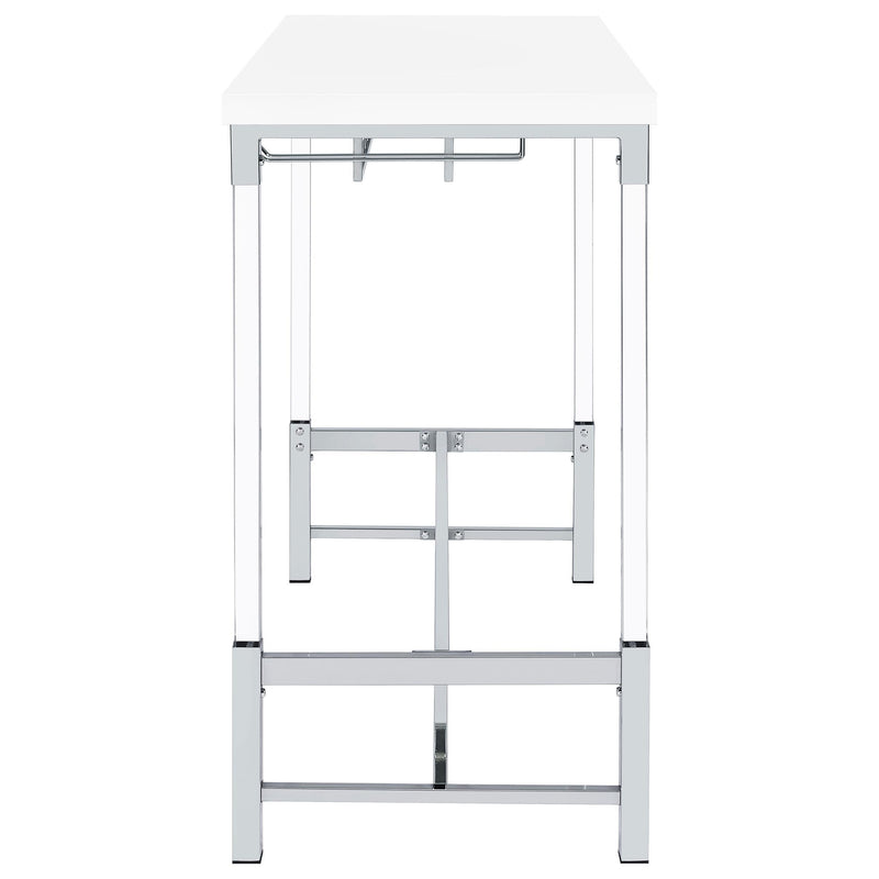  Coaster Furniture Norcrest 182101 47-inch Acrylic Leg Bar Table - White High Gloss IMAGE 5