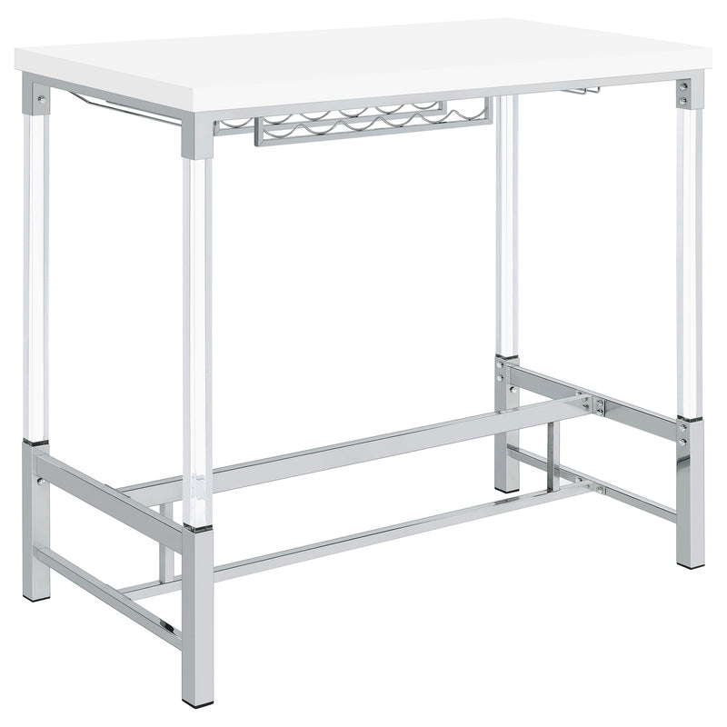  Coaster Furniture Norcrest 182101 47-inch Acrylic Leg Bar Table - White High Gloss IMAGE 6