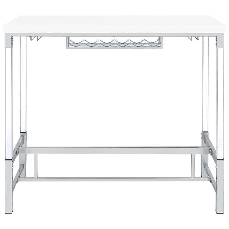  Coaster Furniture Norcrest 182101 47-inch Acrylic Leg Bar Table - White High Gloss IMAGE 7