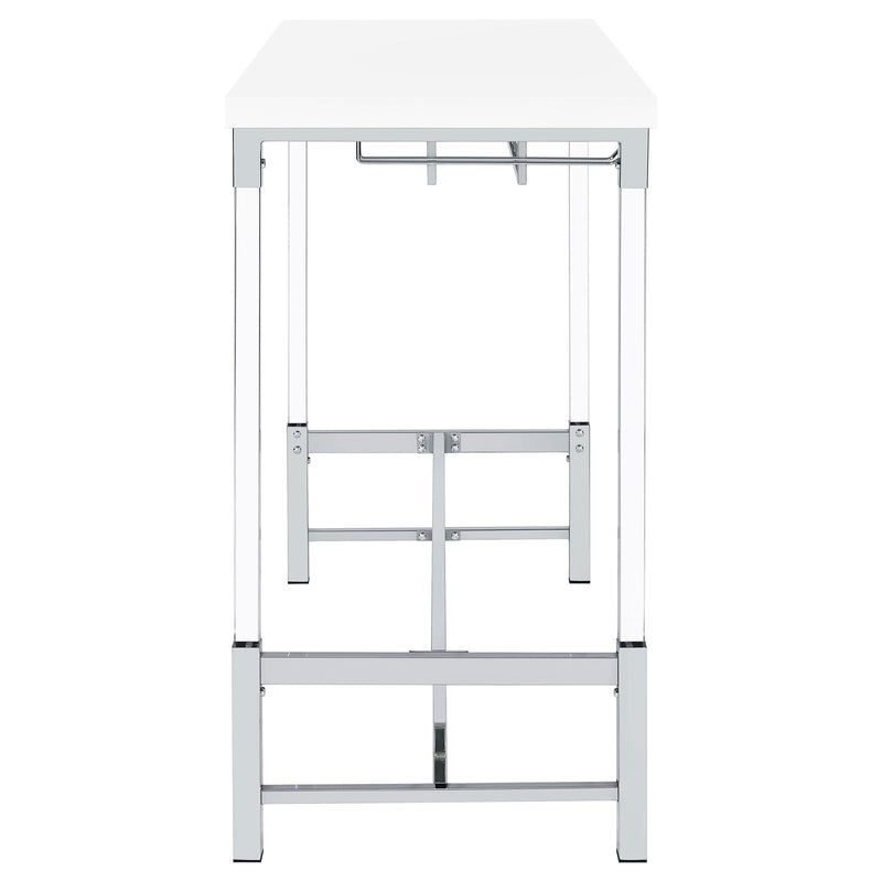  Coaster Furniture Norcrest 182101 47-inch Acrylic Leg Bar Table - White High Gloss IMAGE 9