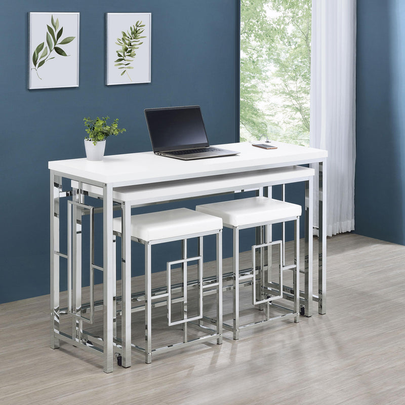  Coaster Furniture Jackson 182714 4-piece Multipurpose Counter Height Table Set - White IMAGE 2
