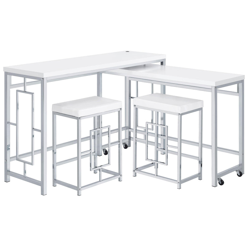  Coaster Furniture Jackson 182714 4-piece Multipurpose Counter Height Table Set - White IMAGE 4