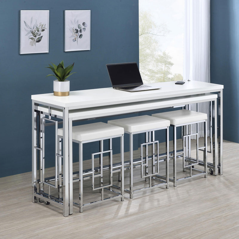  Coaster Furniture Jackson 182715 5-piece Multipurpose Counter Height Table Set - White IMAGE 2