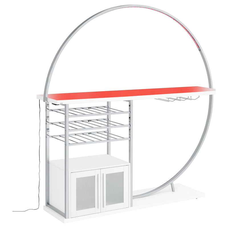  Coaster Furniture Risley 182798 2-door Circular LED Home Bar Cabinet - White High Gloss IMAGE 4