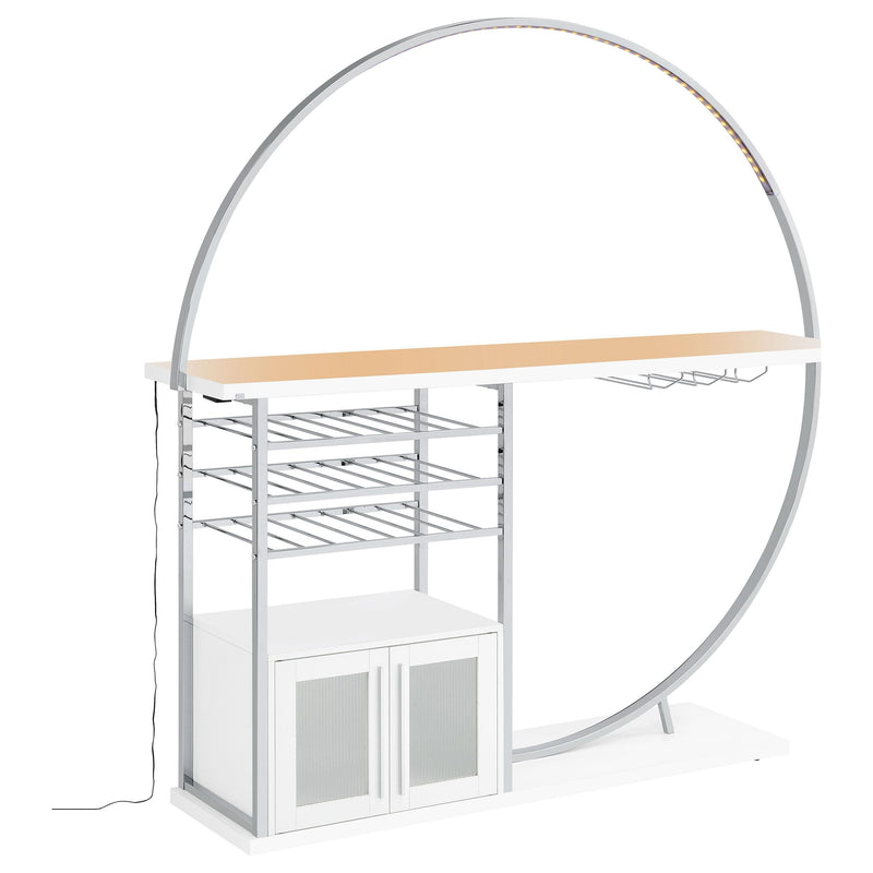  Coaster Furniture Risley 182798 2-door Circular LED Home Bar Cabinet - White High Gloss IMAGE 5