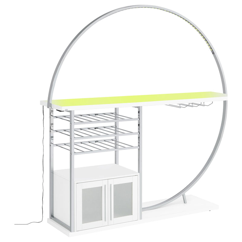  Coaster Furniture Risley 182798 2-door Circular LED Home Bar Cabinet - White High Gloss IMAGE 6
