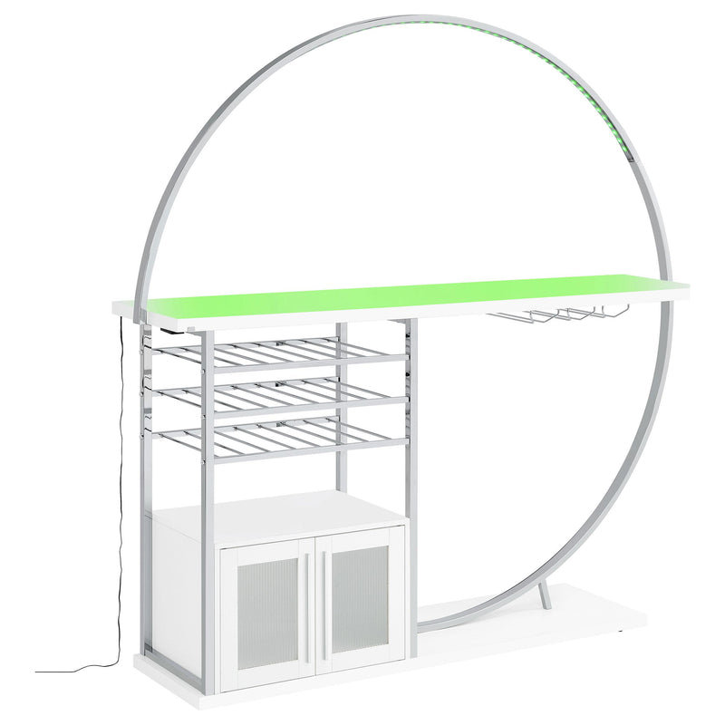  Coaster Furniture Risley 182798 2-door Circular LED Home Bar Cabinet - White High Gloss IMAGE 7