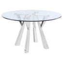  Coaster Furniture Alaia 190710 Round 51-inch Clear Glass Top Dining Table - Chrome IMAGE 1