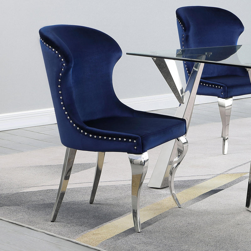  Coaster Furniture Cheyanne 190745 Upholstered Dining Side Chair - Ink Blue IMAGE 2