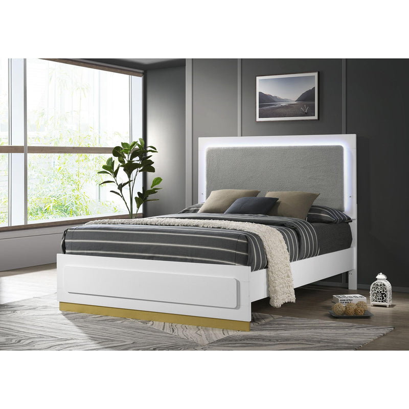  Coaster Furniture Caraway 224771Q Wood Queen LED Panel Bed - White IMAGE 2
