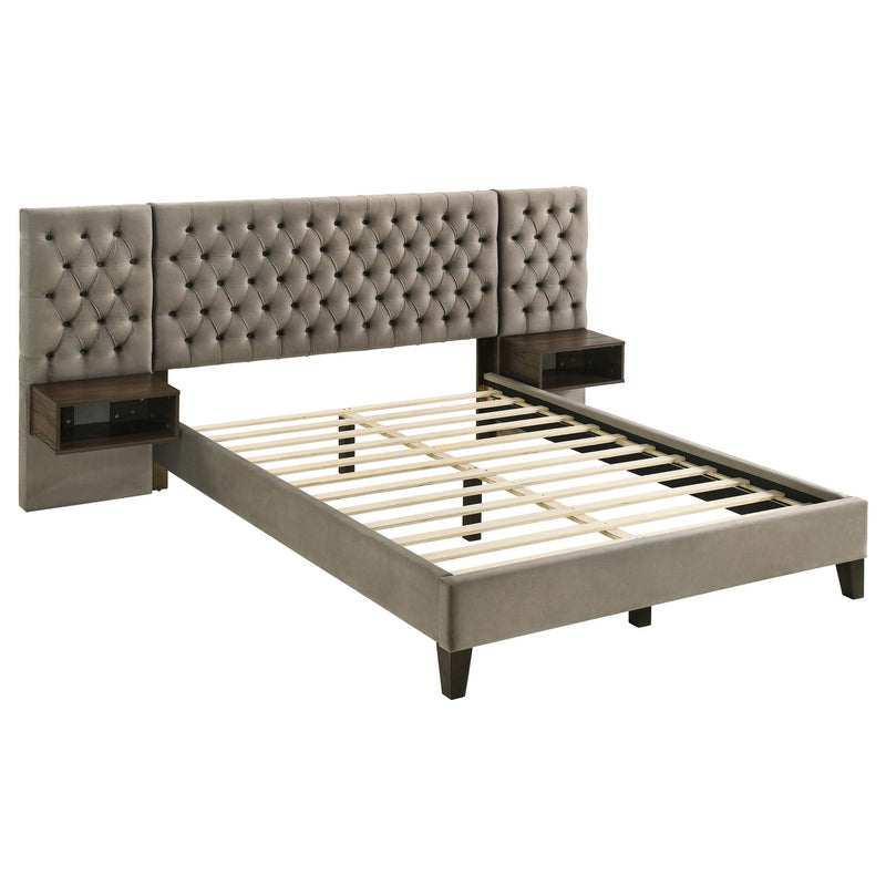  Coaster Furniture Marley 300833Q Upholstered Queen Wall Panel Bed - Light Brown IMAGE 4