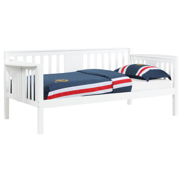  Coaster Furniture Bethany 300837 Wood Twin Daybed with Drop-down Tables - White IMAGE 1