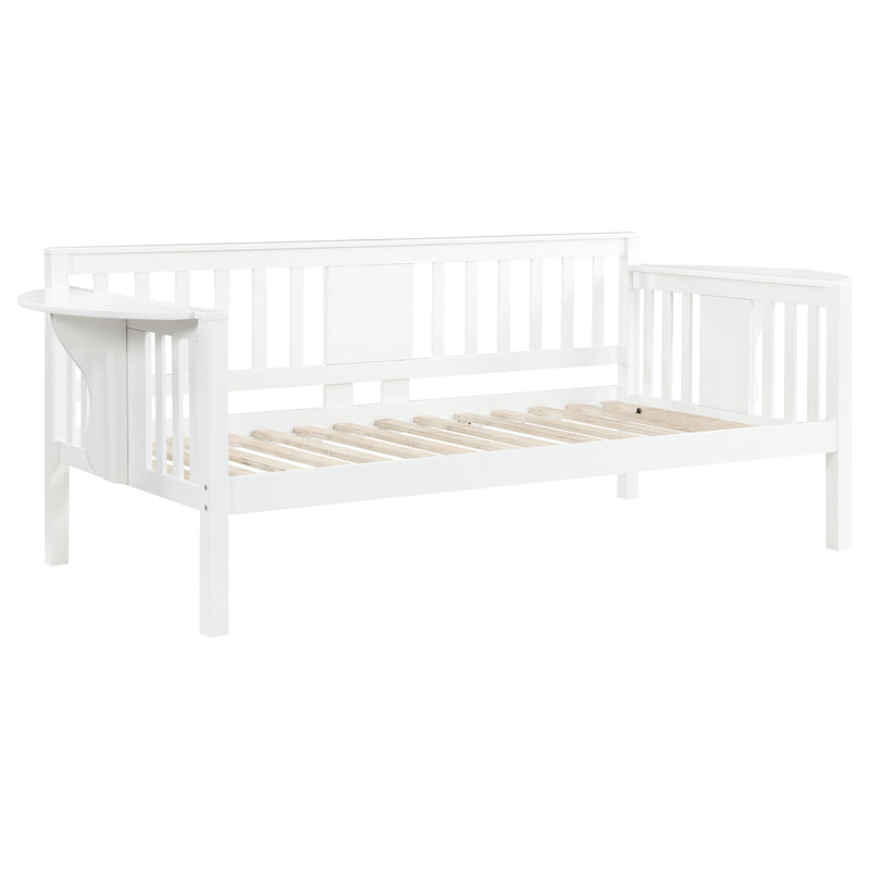  Coaster Furniture Bethany 300837 Wood Twin Daybed with Drop-down Tables - White IMAGE 4