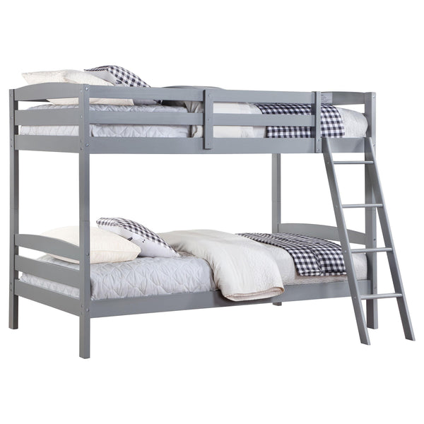 Coaster Furniture Rhea 460563T Wood Twin Over Twin Bunk Bed - Grey IMAGE 1