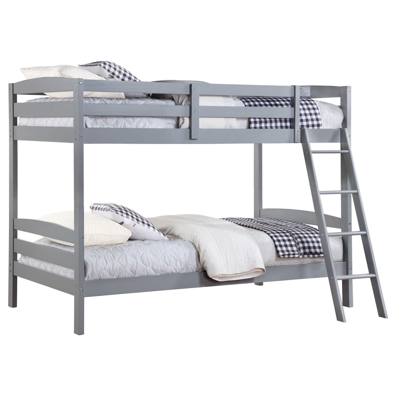  Coaster Furniture Rhea 460563T Wood Twin Over Twin Bunk Bed - Grey IMAGE 1