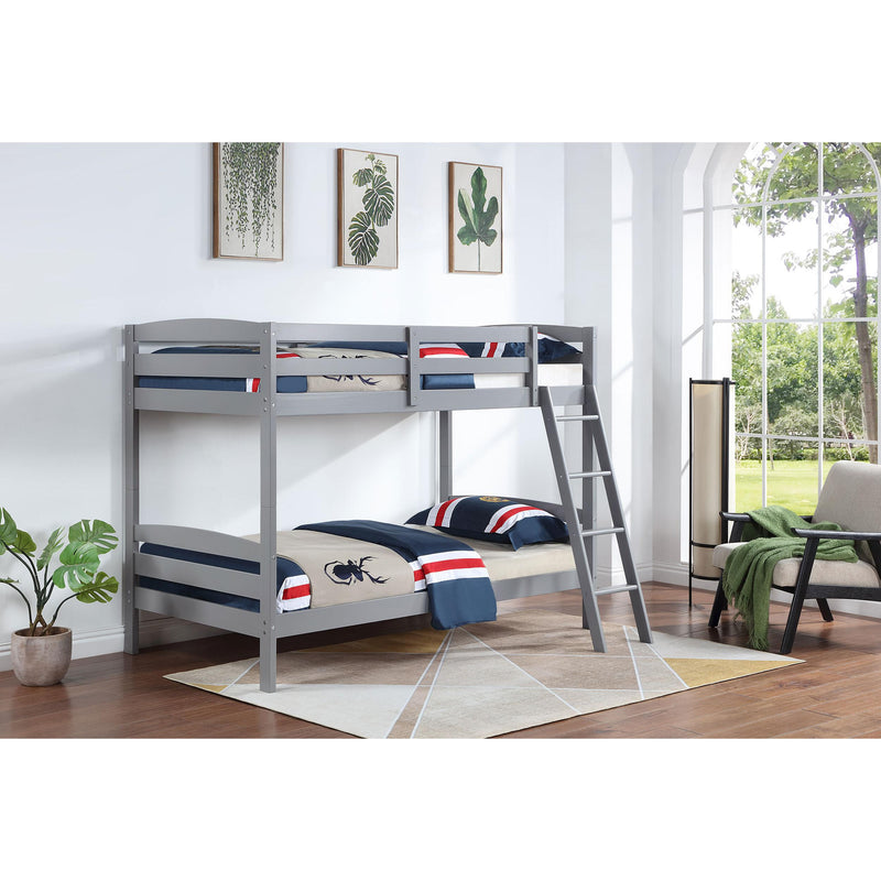  Coaster Furniture Rhea 460563T Wood Twin Over Twin Bunk Bed - Grey IMAGE 2