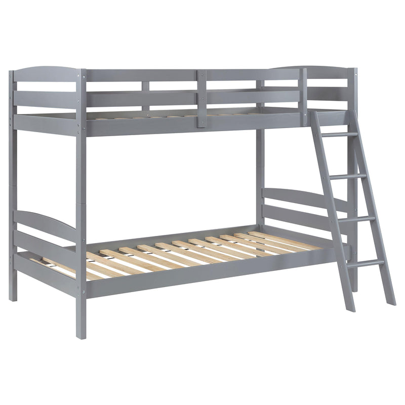  Coaster Furniture Rhea 460563T Wood Twin Over Twin Bunk Bed - Grey IMAGE 3