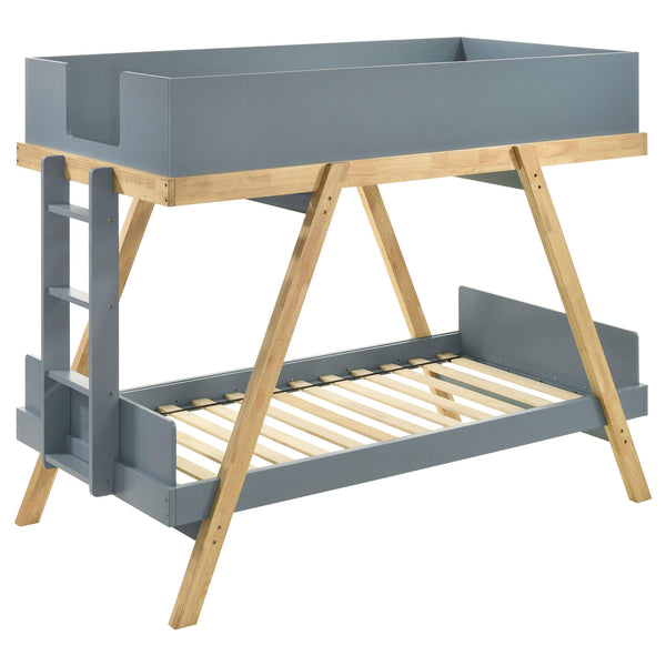  Coaster Furniture Frankie 460572T Wood Twin Over Twin Bunk Bed - Blue and Natural IMAGE 1
