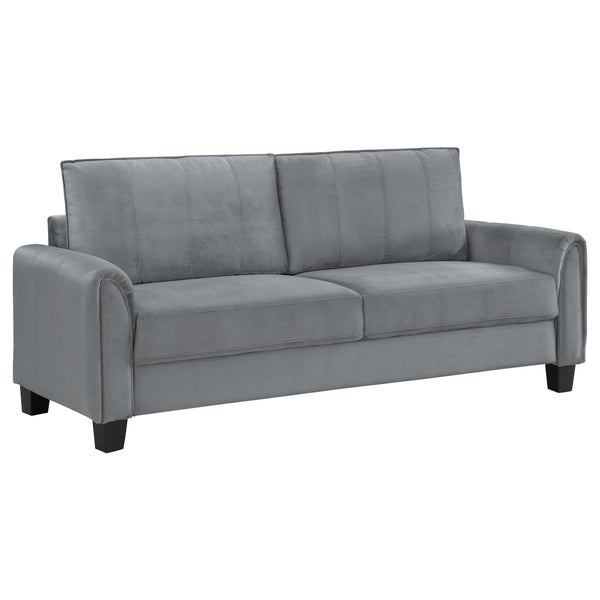  Coaster Furniture Davis 509634 Upholstered Rolled Arm Sofa - Grey IMAGE 1