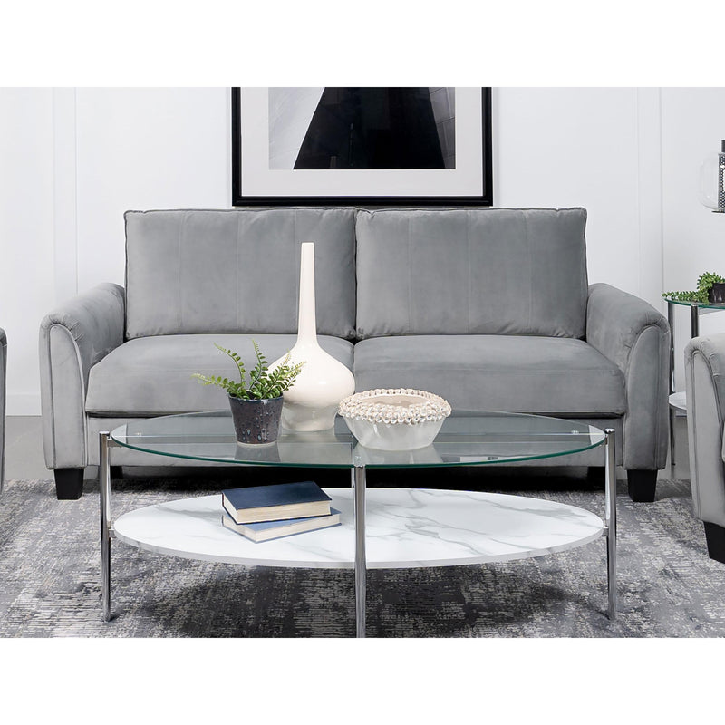  Coaster Furniture Davis 509634 Upholstered Rolled Arm Sofa - Grey IMAGE 2