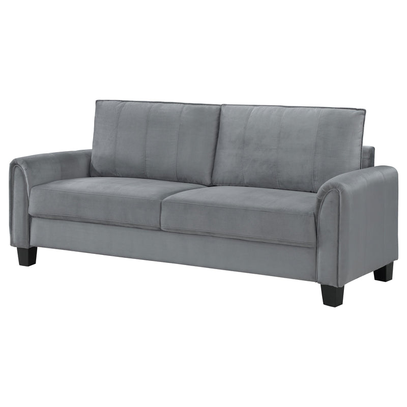  Coaster Furniture Davis 509634 Upholstered Rolled Arm Sofa - Grey IMAGE 4