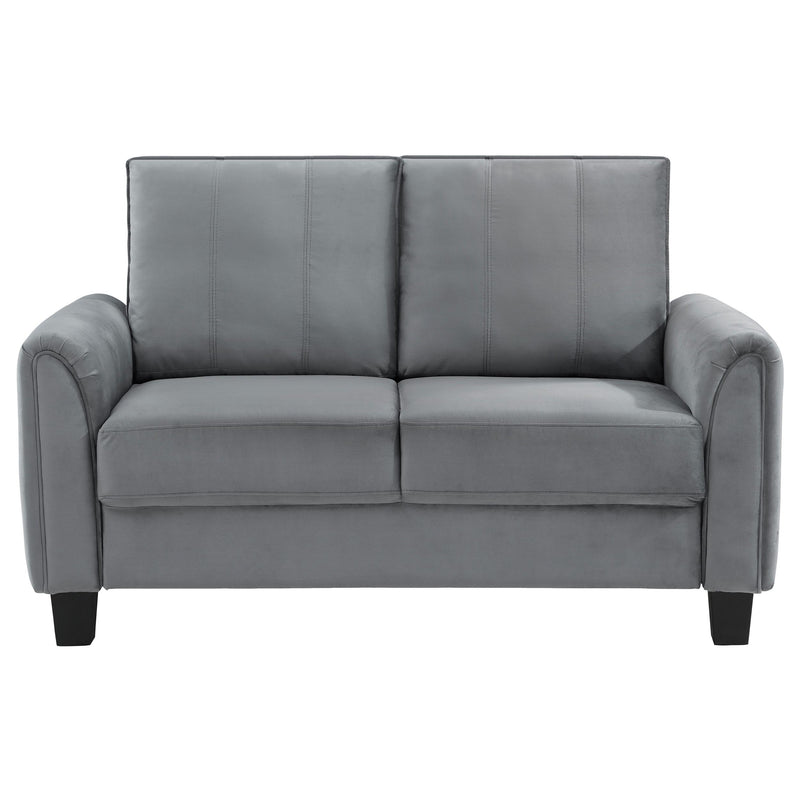  Coaster Furniture Davis 509635 Upholstered Rolled Arm Loveseat - Grey IMAGE 3