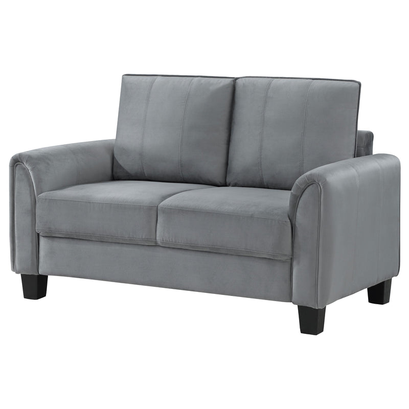  Coaster Furniture Davis 509635 Upholstered Rolled Arm Loveseat - Grey IMAGE 4