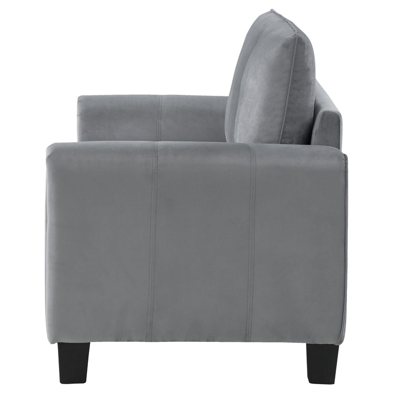  Coaster Furniture Davis 509635 Upholstered Rolled Arm Loveseat - Grey IMAGE 5