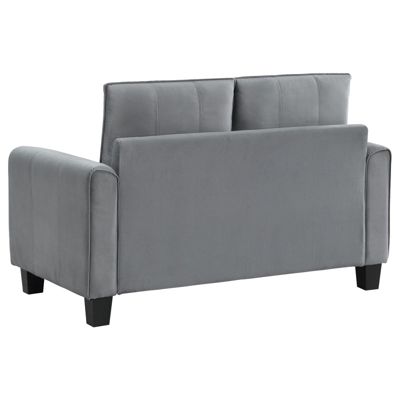  Coaster Furniture Davis 509635 Upholstered Rolled Arm Loveseat - Grey IMAGE 6