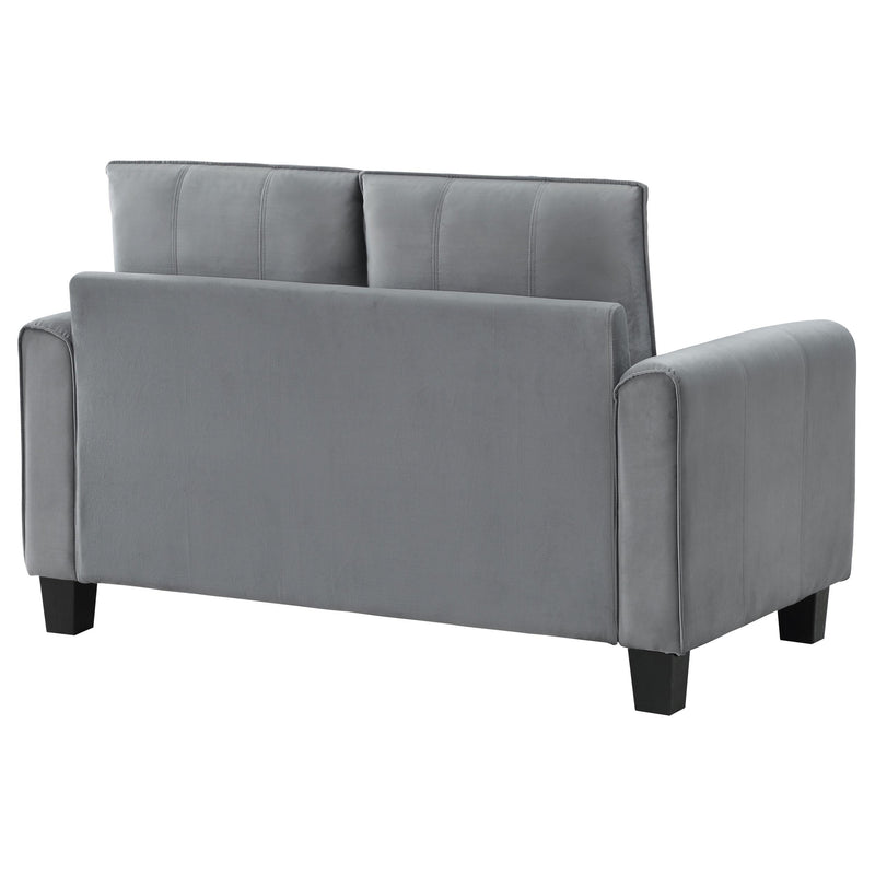  Coaster Furniture Davis 509635 Upholstered Rolled Arm Loveseat - Grey IMAGE 7