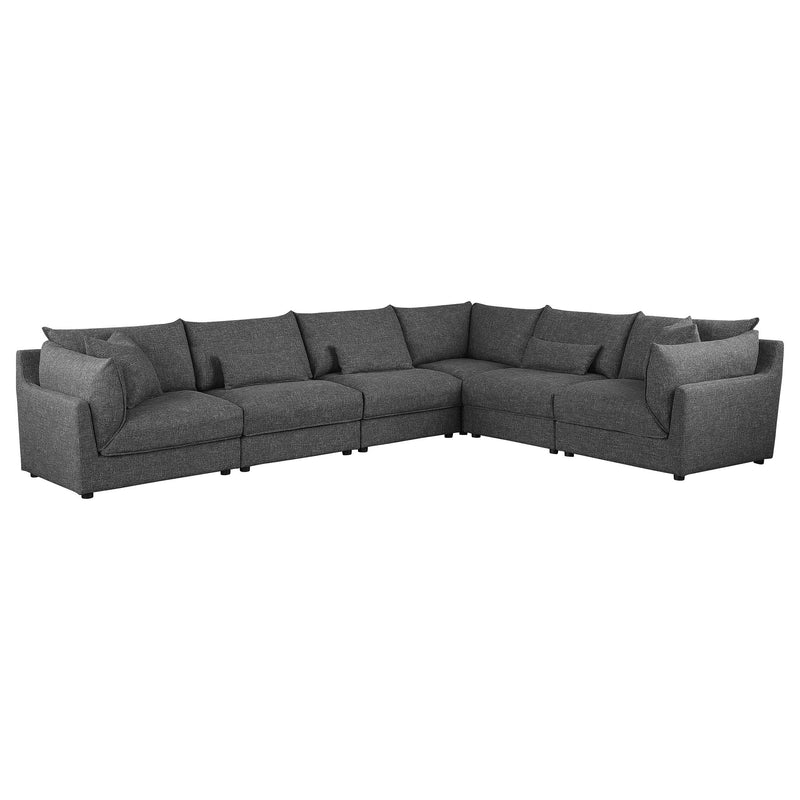  Coaster Furniture Sasha 551681-SET 6 pc Upholstered Modular Sectional - Barely Black IMAGE 1